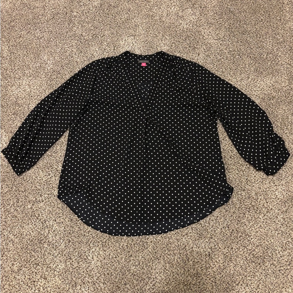 Vince Camuto Black and White Wrap Blouse 3/4 Sleeve